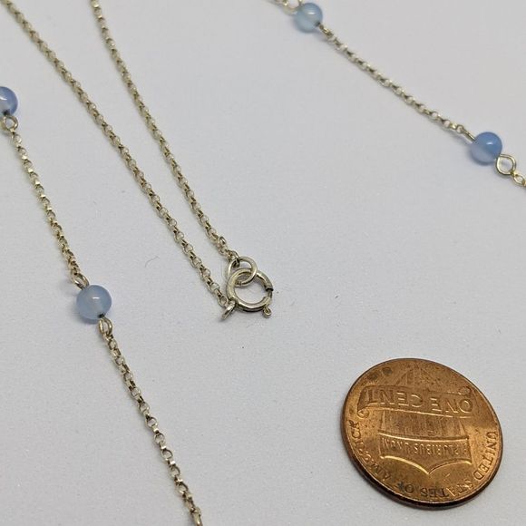 Handmade Blue Quartz & Sterling Silver Necklace - Picture 2 of 7